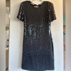 Chic vintage Black Sequin Mini Dress